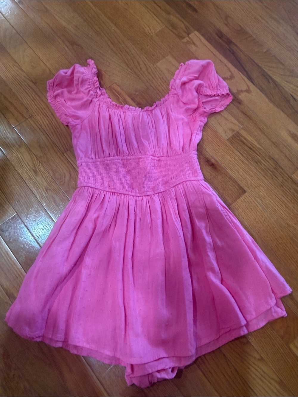 Hollister Pink Short Sleeve Smocked Waist Dress